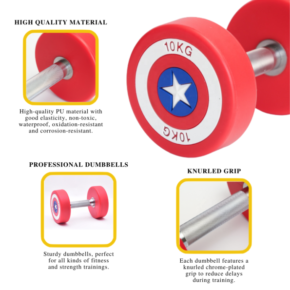 Details About Captain America Dumbbells