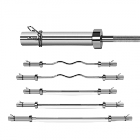 NEW Standard Barbell 1" Diameter & Spinlock Collars Weight Lifting Bar 7FT 