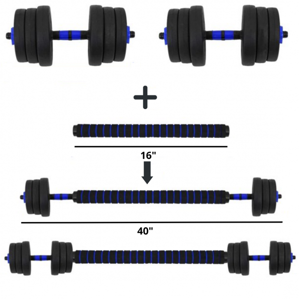 Adjustable dumbbell set with barbell rod YELLOW (1)