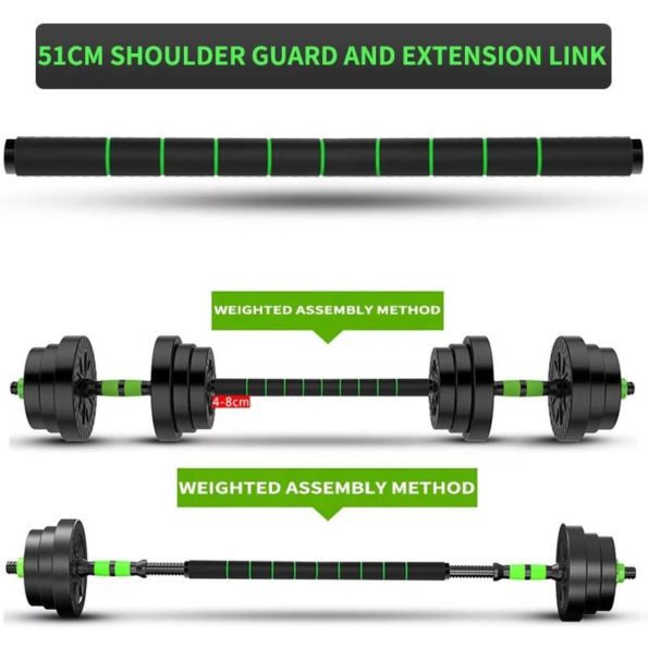 Green Adjustable Dumbbell Set with bars