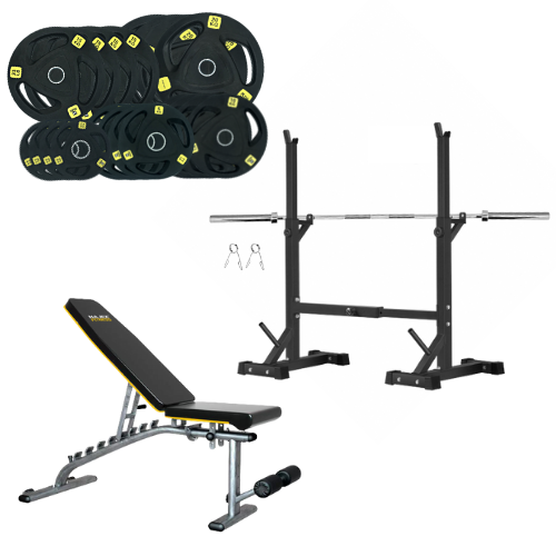 Squat Rack bench weight plates and olumpic barbell set 4
