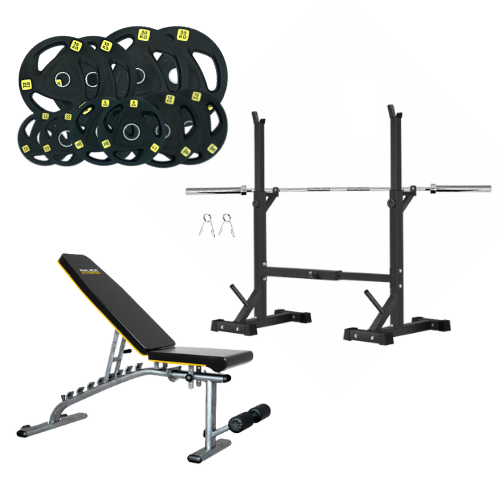 Squat Rack bench weight plates and olumpic barbell set 2