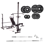 workout bench with weight plates 260 lb